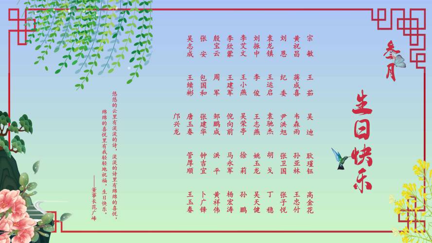 【生日祝福】恭祝3月生日的員工生日快樂！